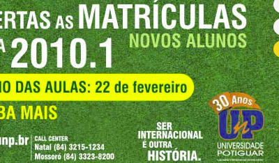 Imagem do anúncio da matrícula na UnP