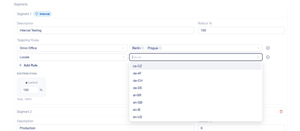 Targeting and segmentation configuration